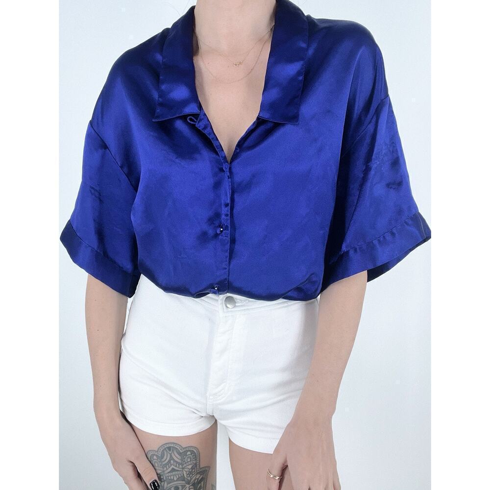 Vintage Victoria’s Secret Gold Label Purple Button Down Sleep Shirt Size Small